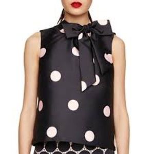 NWT Kate Spade Polka Dot Spotlight Bow navy and blush pink  Top Blouse size 0